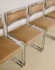 Set of x6 Willy Rizzo Chrome Dining Chairs With Prada Fabric