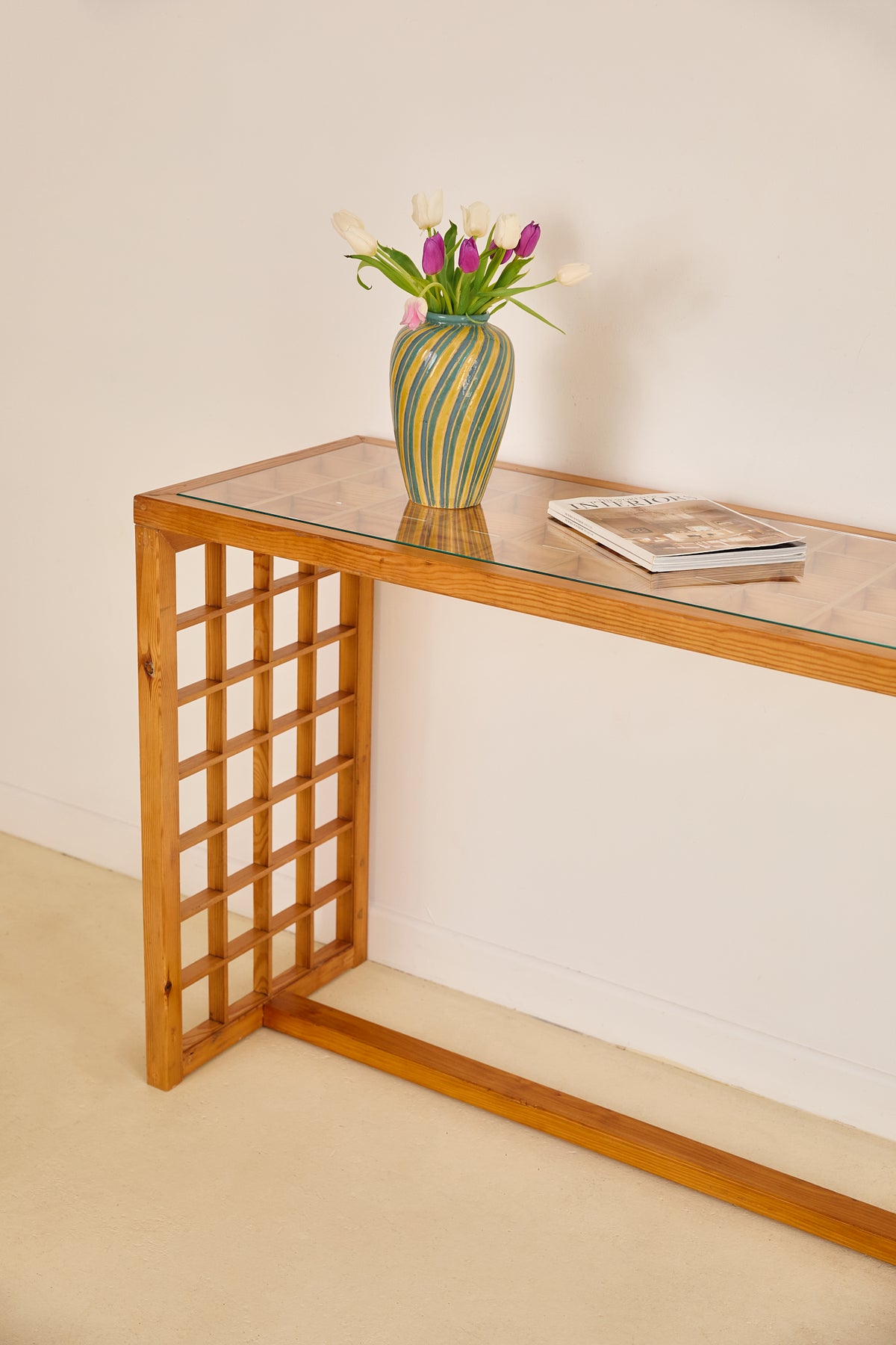 1970s Pine Lattice Console Table – Scene by Chloe
