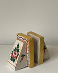 French Hand Painted Ceramic Bookends