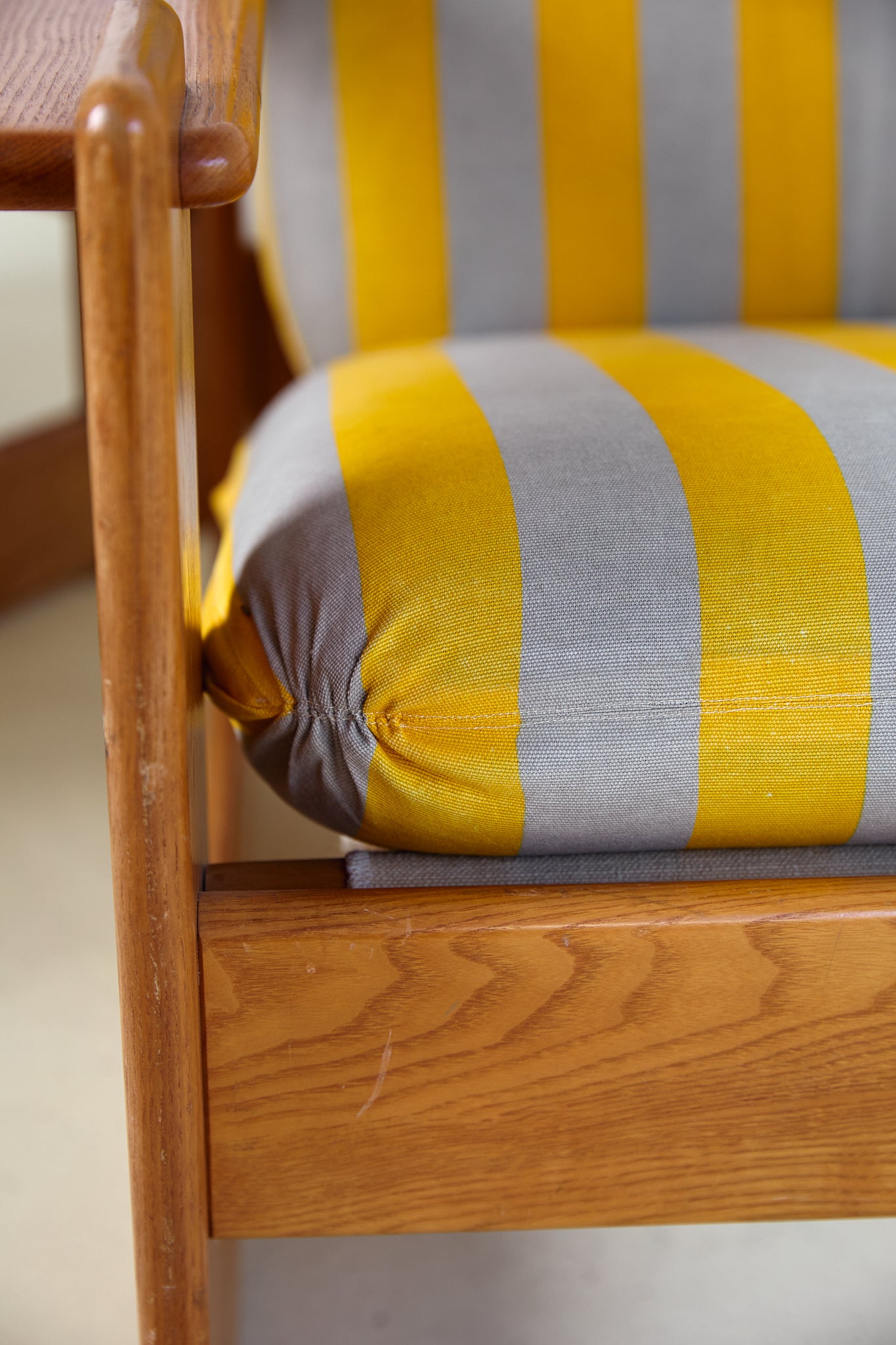 Pair of Italian Lounge Chairs With Stripe Cushions