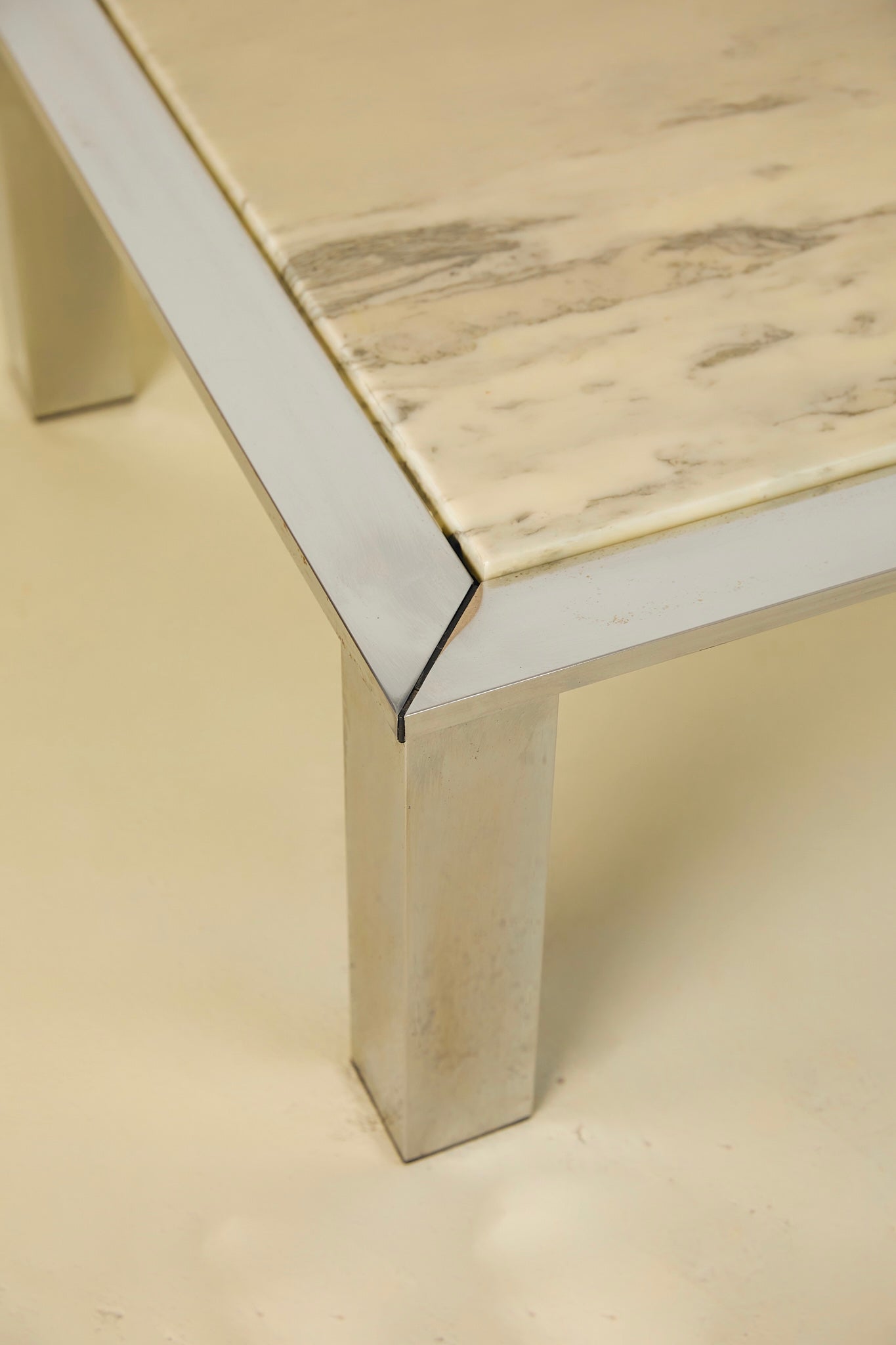 Carrara Marble and Chrome Coffee Table