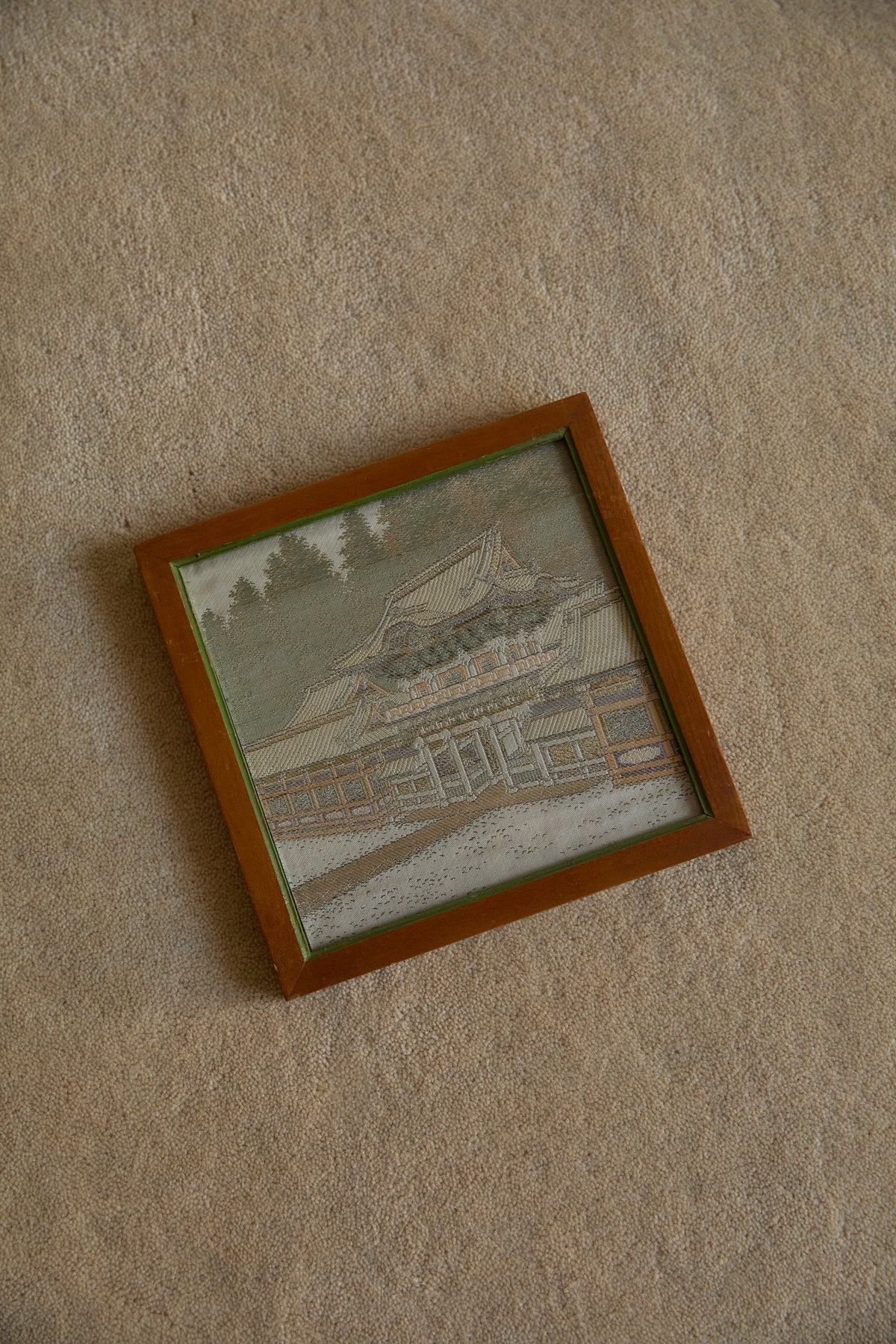 Vintage Japanese Hand-Embroidered Silk Landscape Art – Framed Set of 6