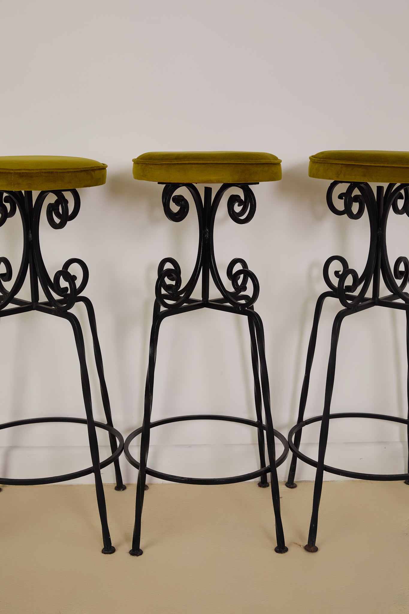 Set of x4 French Art Deco Forged Bar Stools