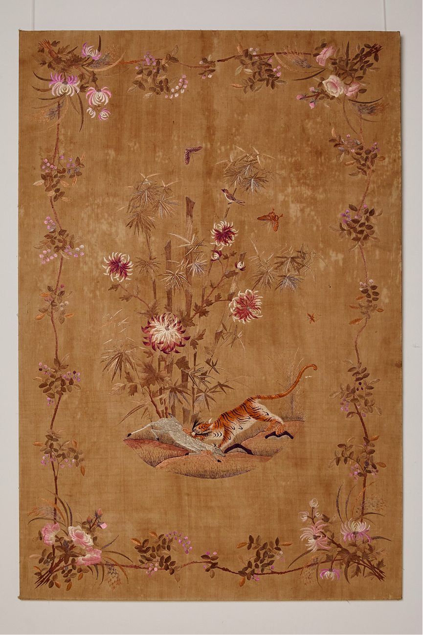 Chinese Embroidered Tapestry With Tiger