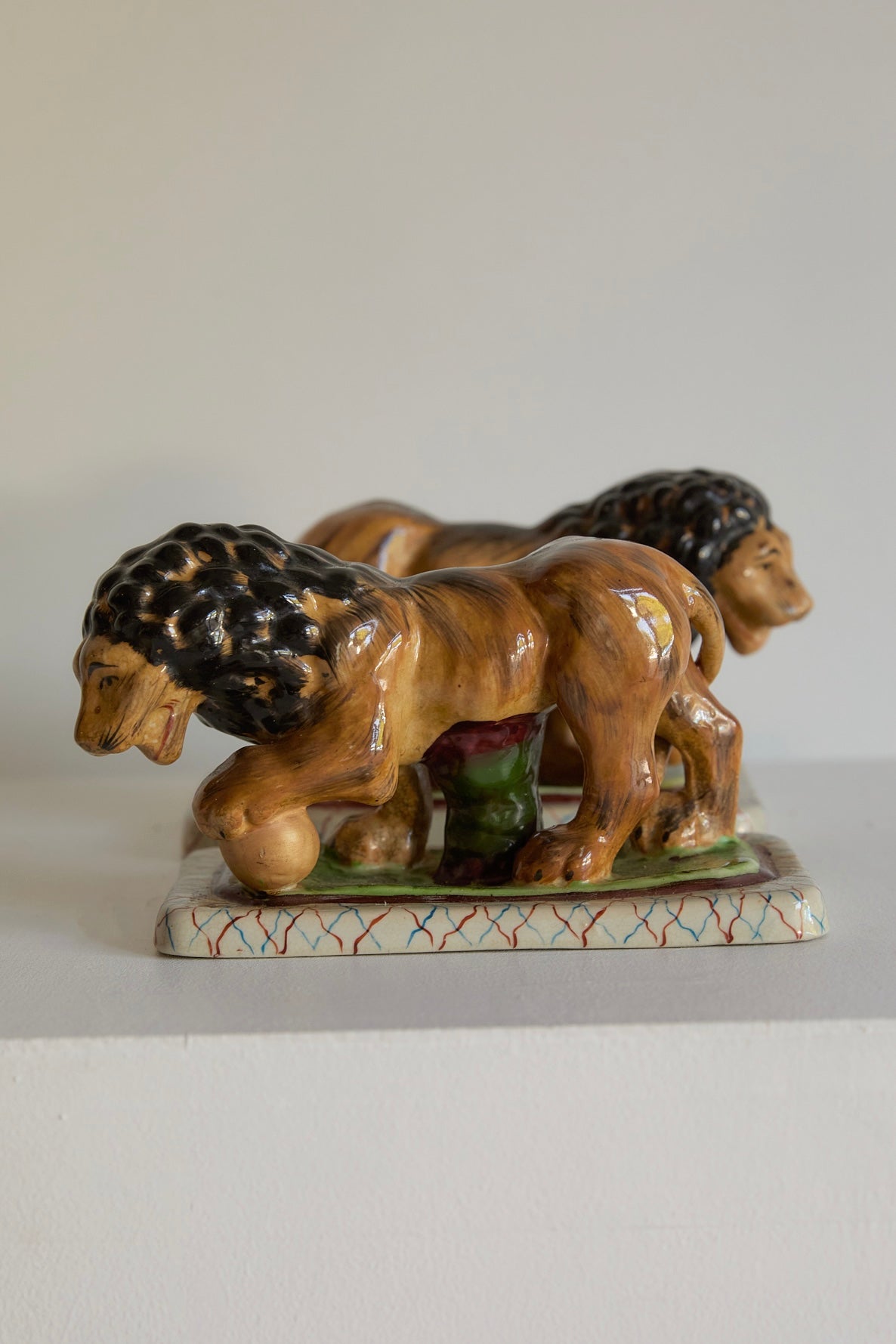 A Magnificent Pair of Vintage Medici-Style Pottery Lions