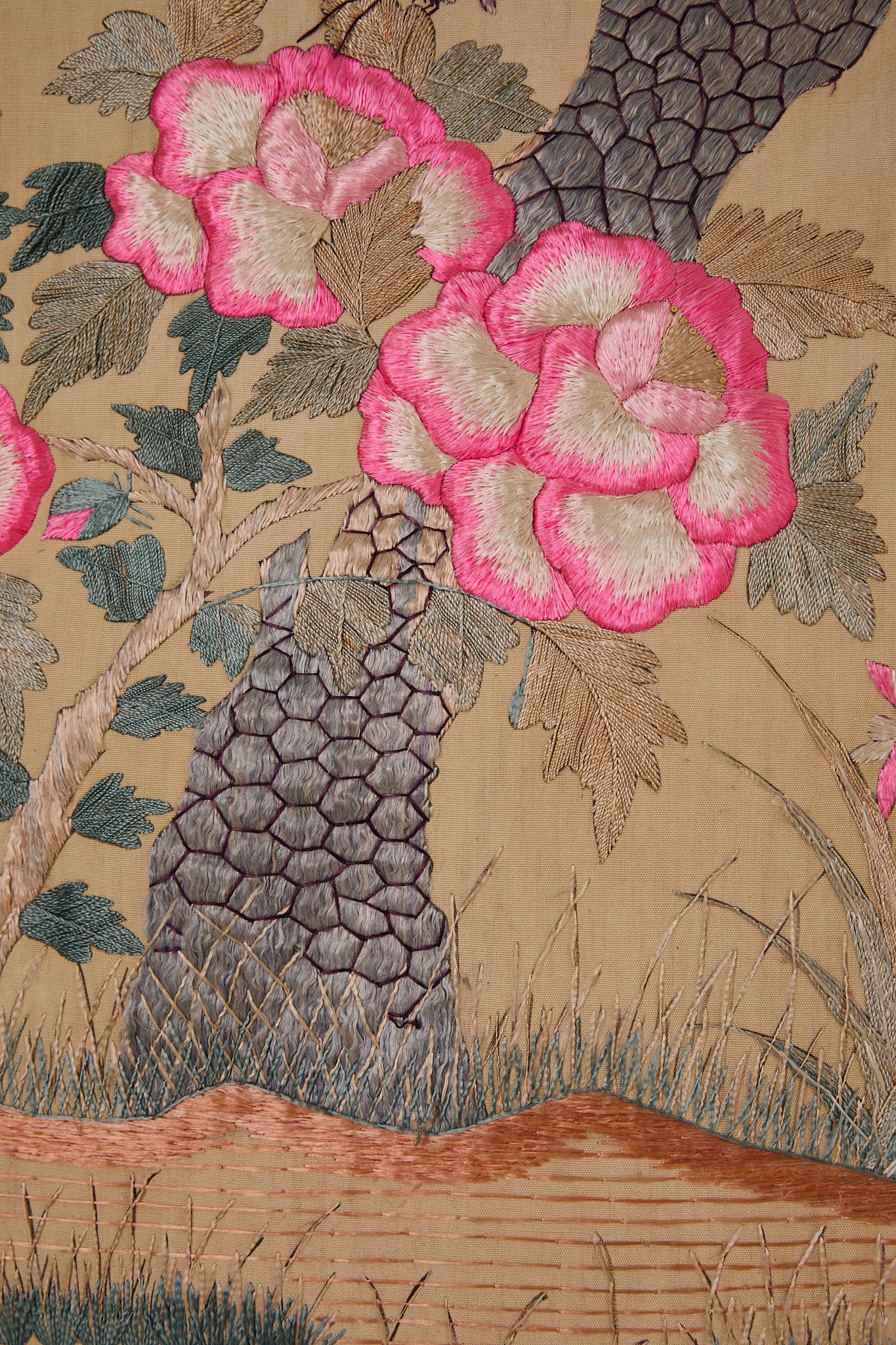 Vintage Chinese Silk Peacock Tapestry