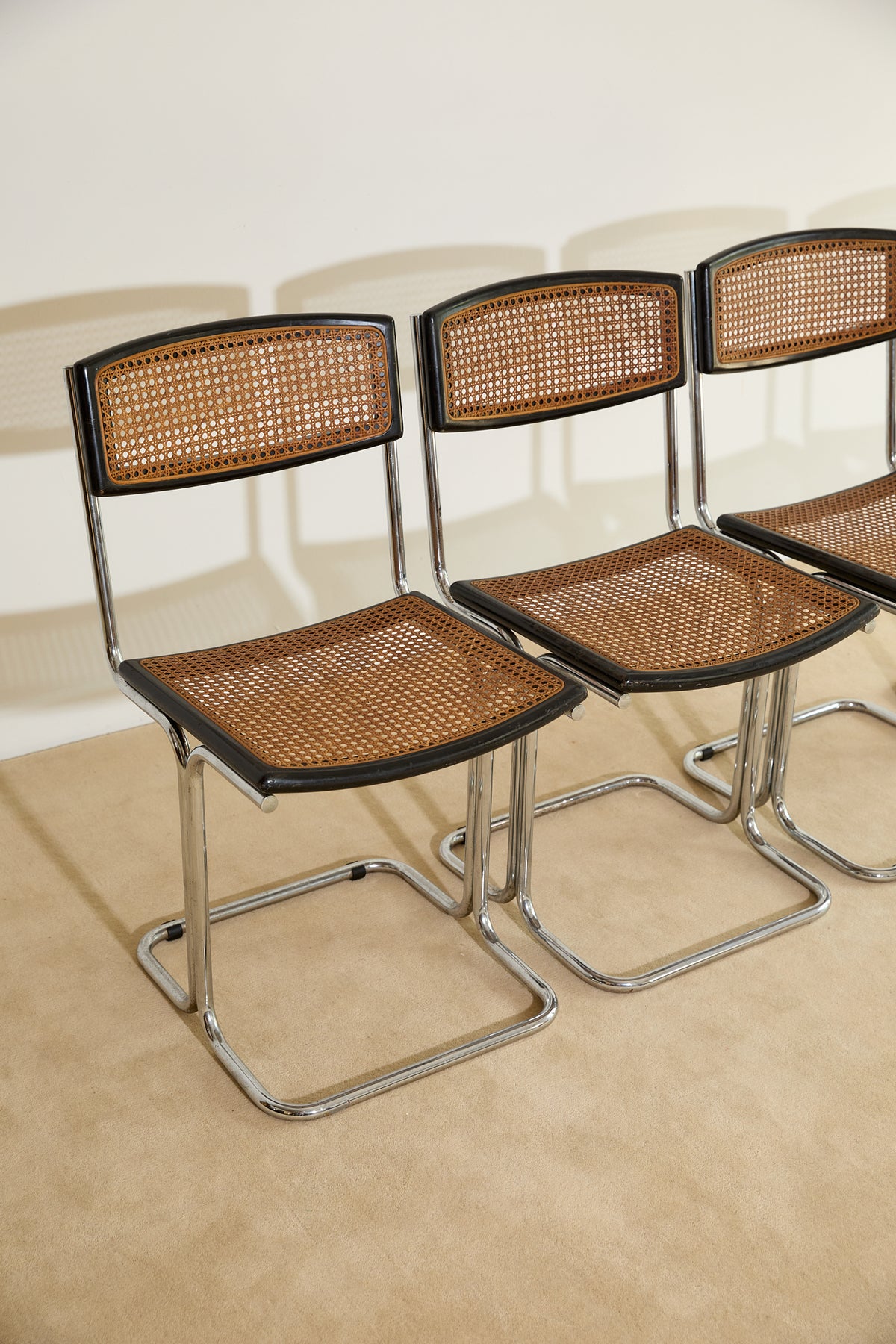 Mid-Century Modern Cesca-Style Cantilever Dining Chairs – Set of 4