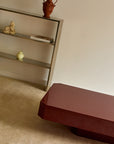 Vintage French Red Lacquered Floating Coffee Table with Canted Corners (c. 1970s)