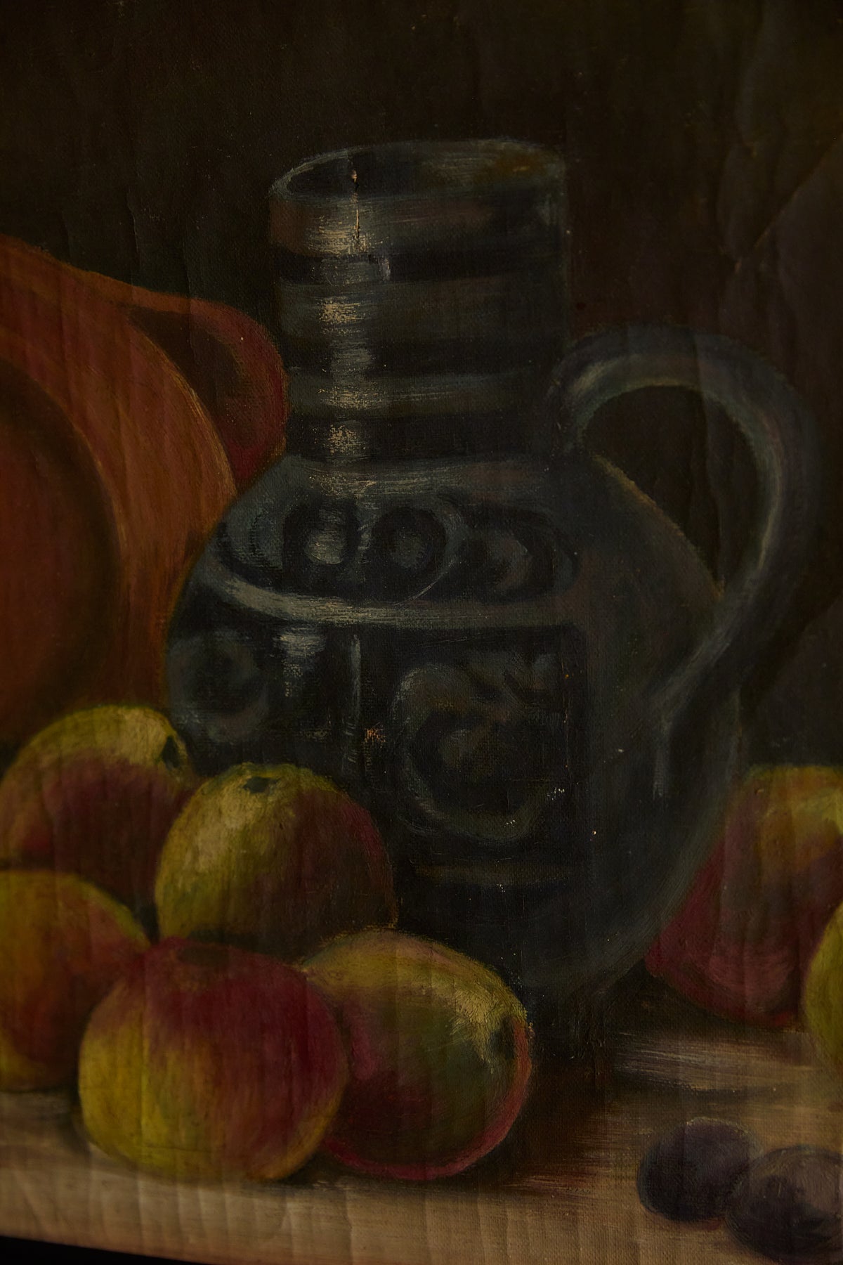 Vintage Framed Still Life Oil Painting – Fruit &amp; Pitcher