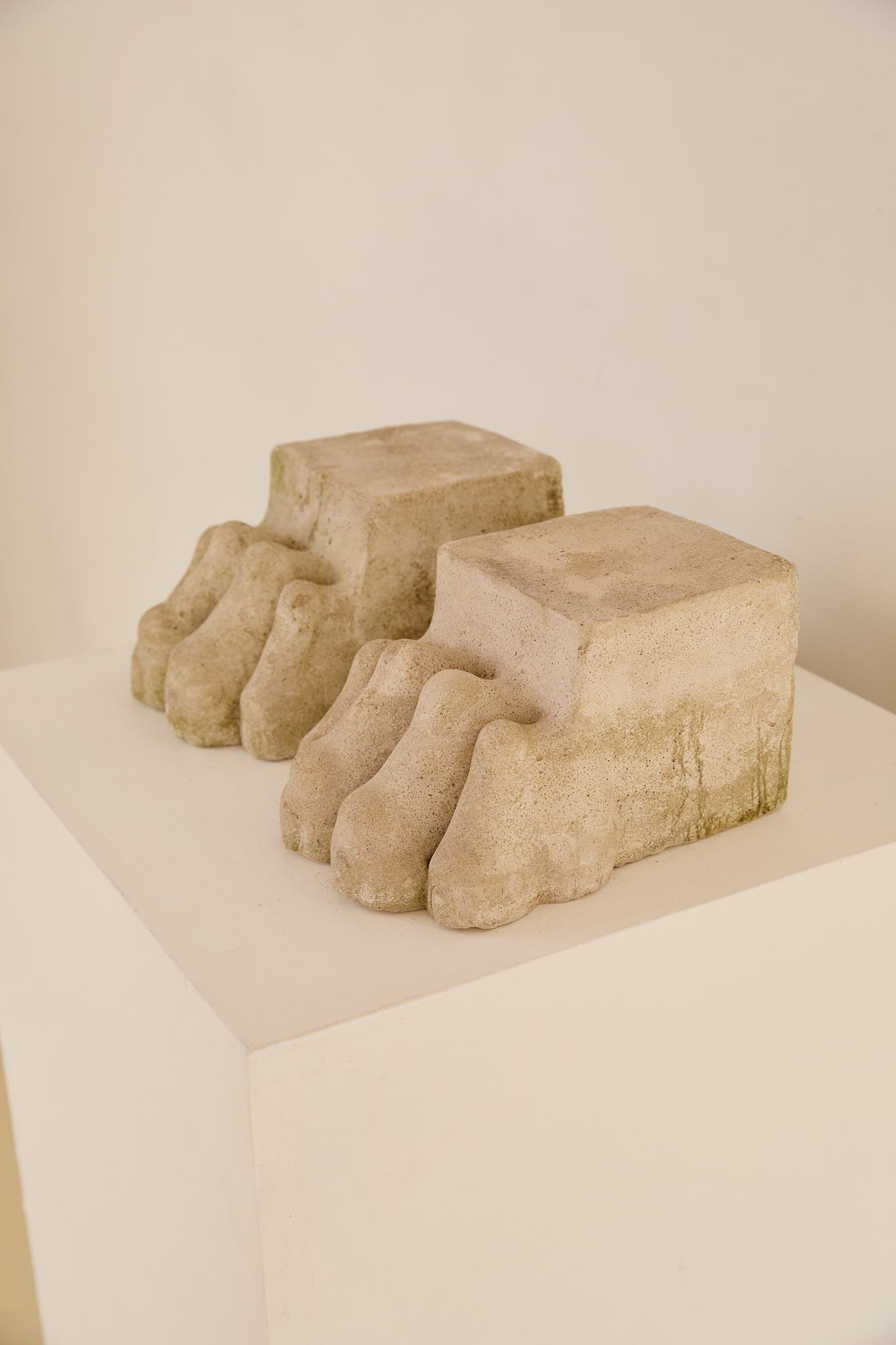 Decorative Pair of Carved Stone Lions Paws
