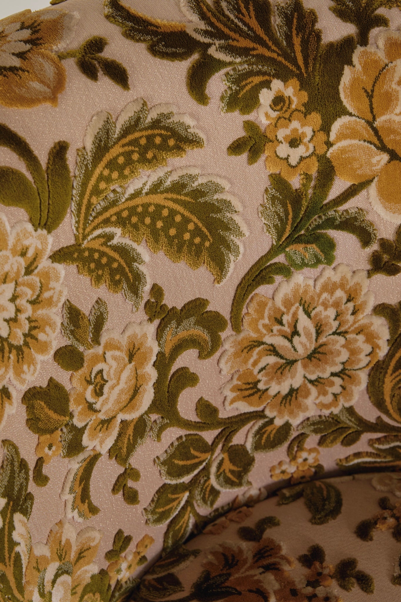 Italian Velvet Floral Sofa 1960s