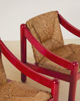 Cassina Carimate Armchair Pair Stained Red
