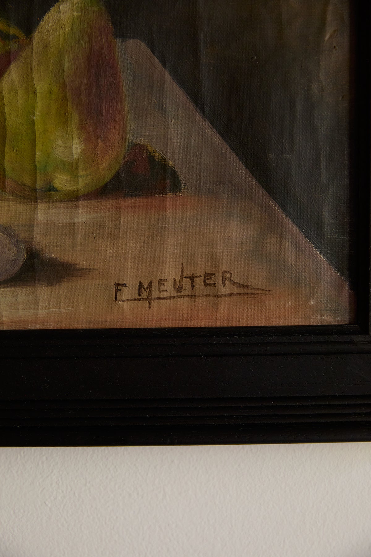 Vintage Framed Still Life Oil Painting – Fruit &amp; Pitcher