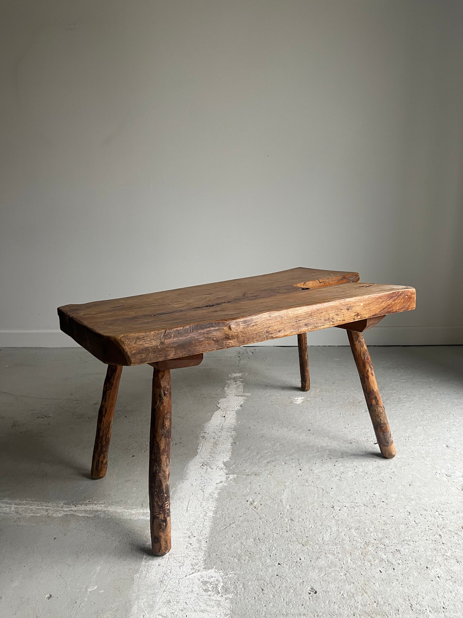 Primitive French Raw Wood Bench/ Coffee Table