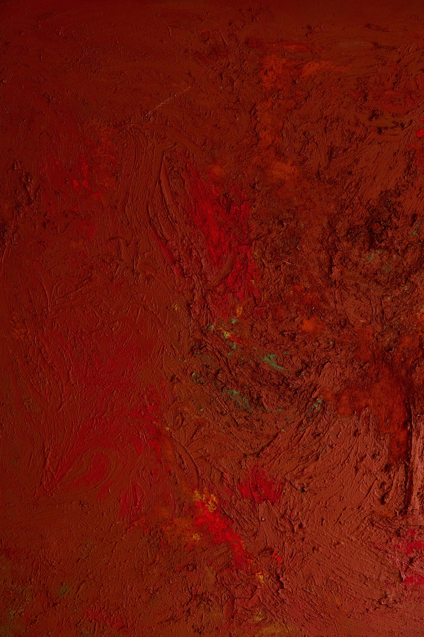 Vintage Mid-Century Abstract Expressionist Monochrome Red Canvas (c. 1960s–1970s)