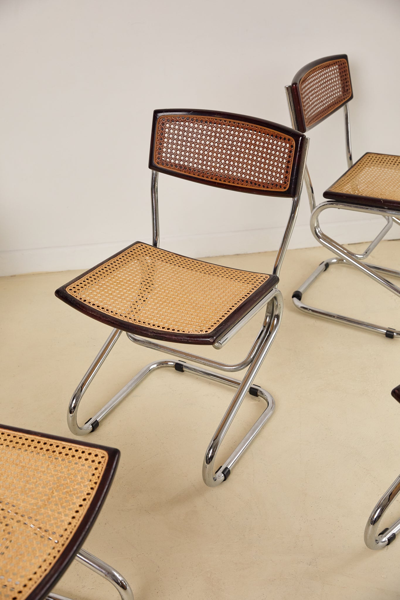 Chrome and Rattan Dining Chairs