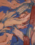 Original Georges Ferrato Abstract Impasto Oil Painting – Heavy Texture Blue & Pink and Red Composition