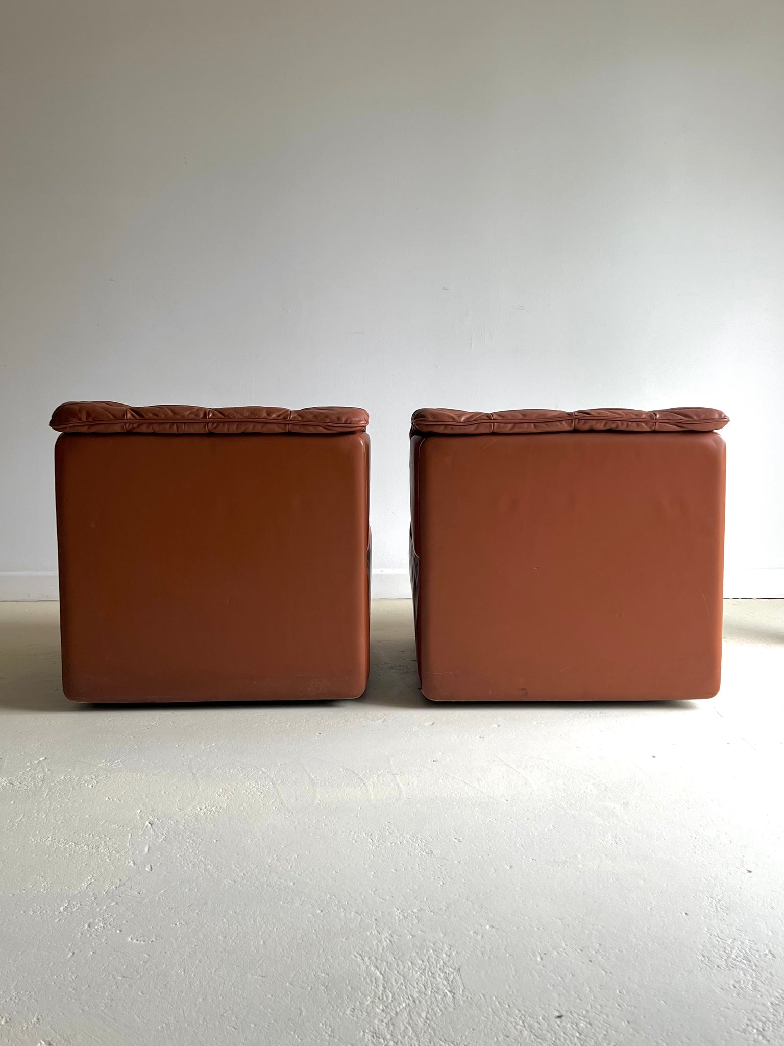 Pair of Patchwork Leather Lounge Chairs by DeSede 1970s