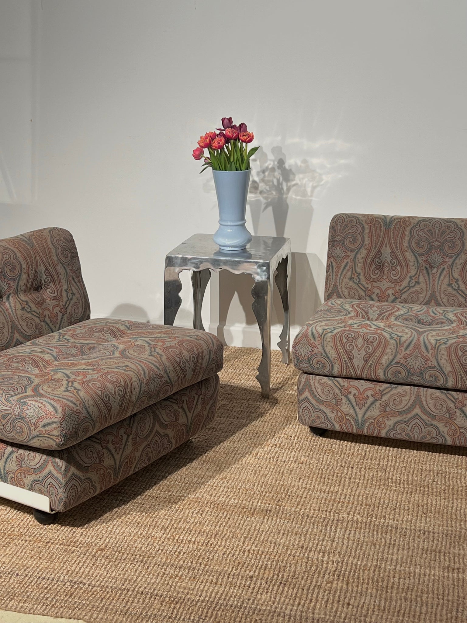 Mario Bellini Amanta Armchairs for C&B Italia With Paisley Fabric