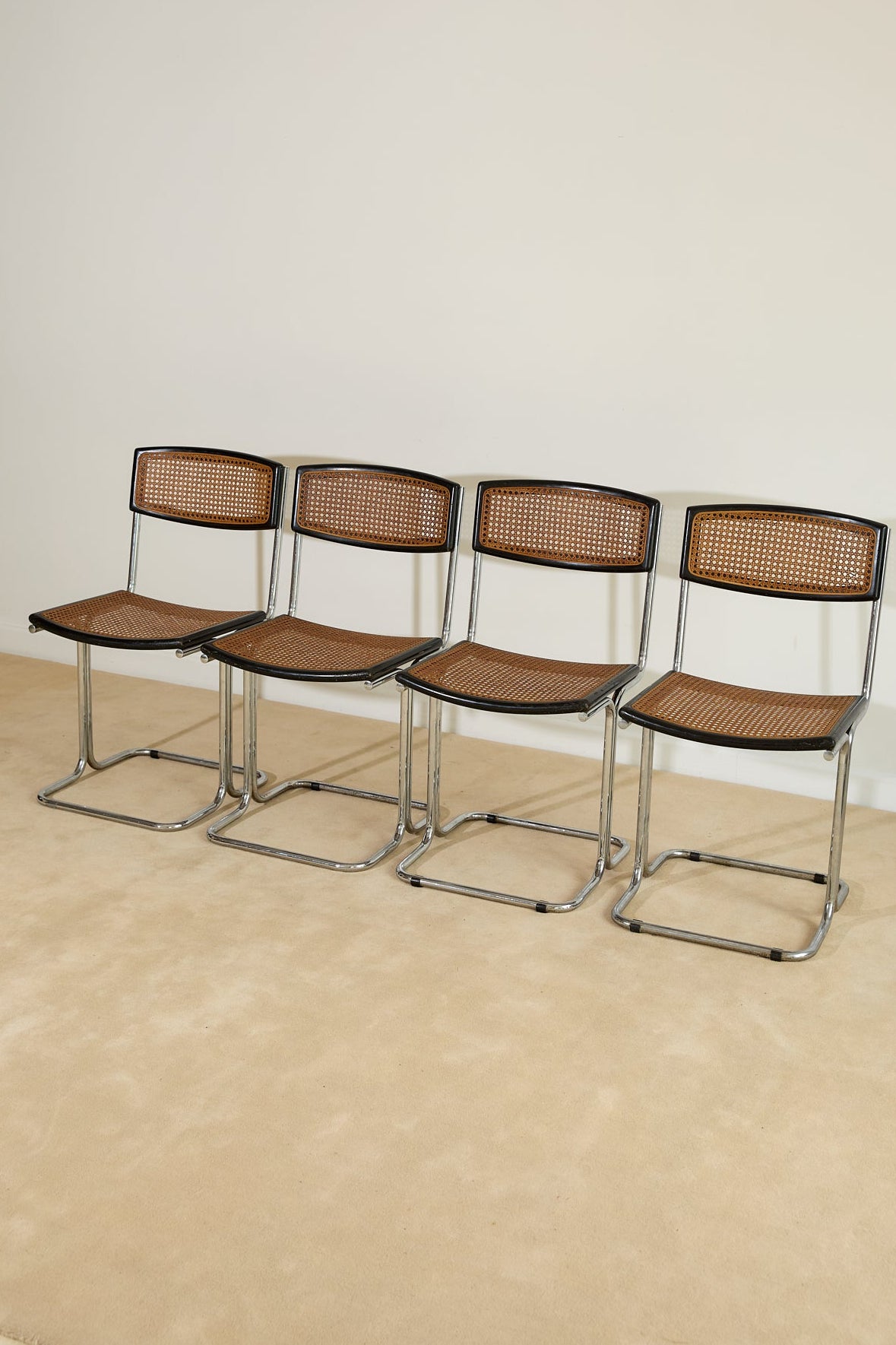 Mid-Century Modern Cesca-Style Cantilever Dining Chairs – Set of 4