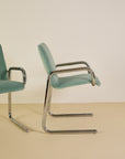 Chrome and Aqua Velvet Desk Chair (Sold Individually)