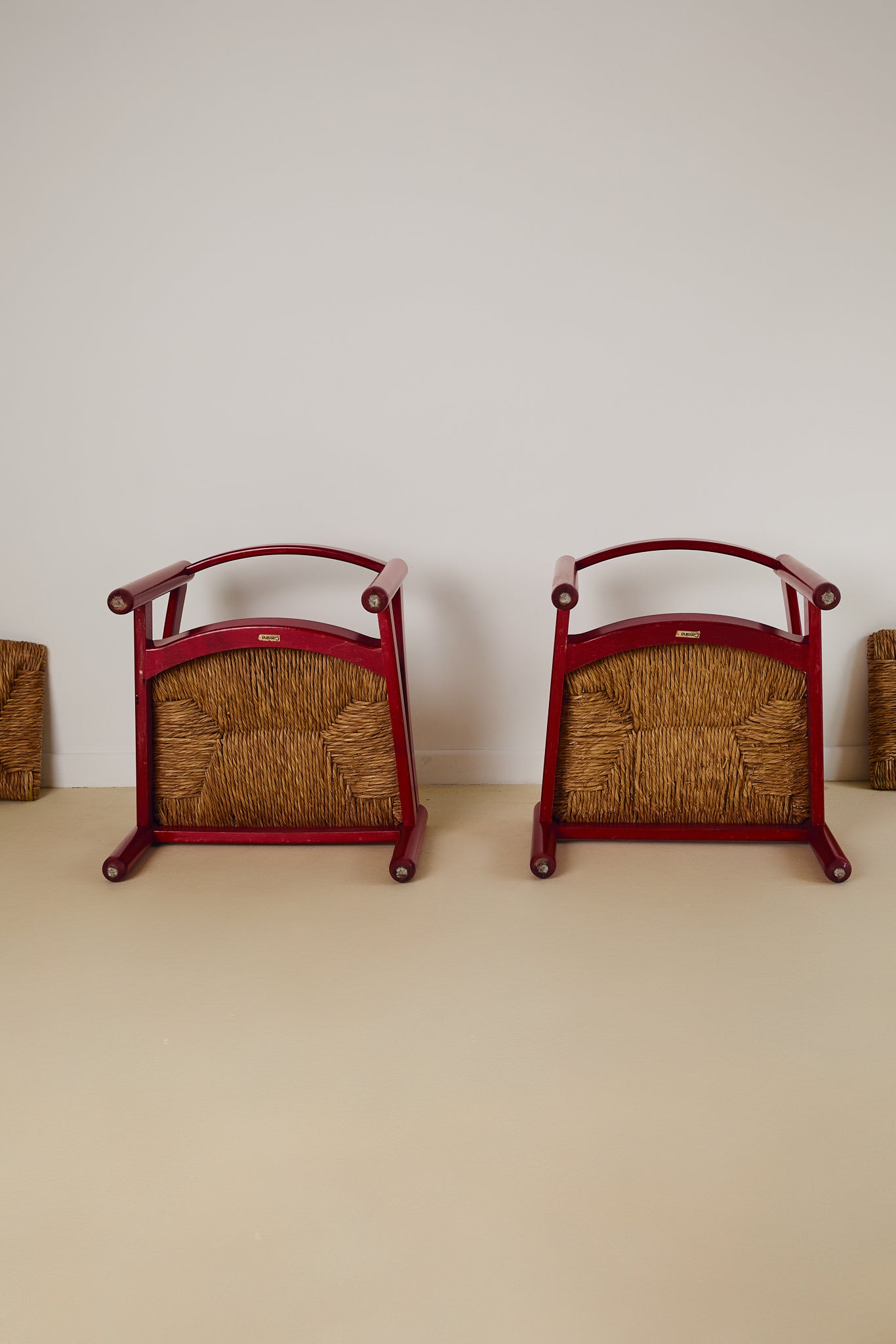 Cassina Carimate Armchair Pair Stained Red