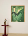 Green and Cream thick Oil on Canvas