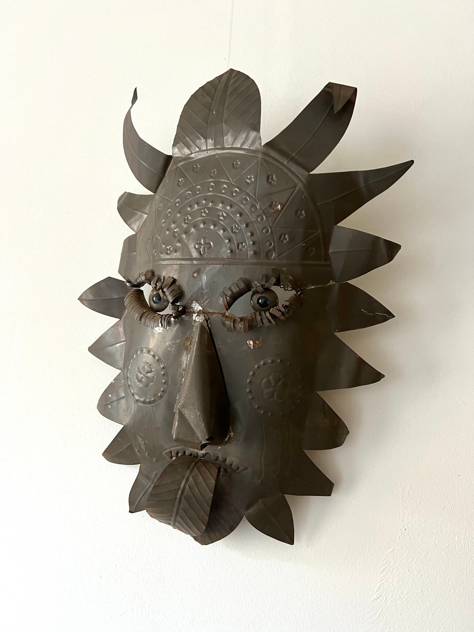 Vintage Tin Mexican Folk Art Mask