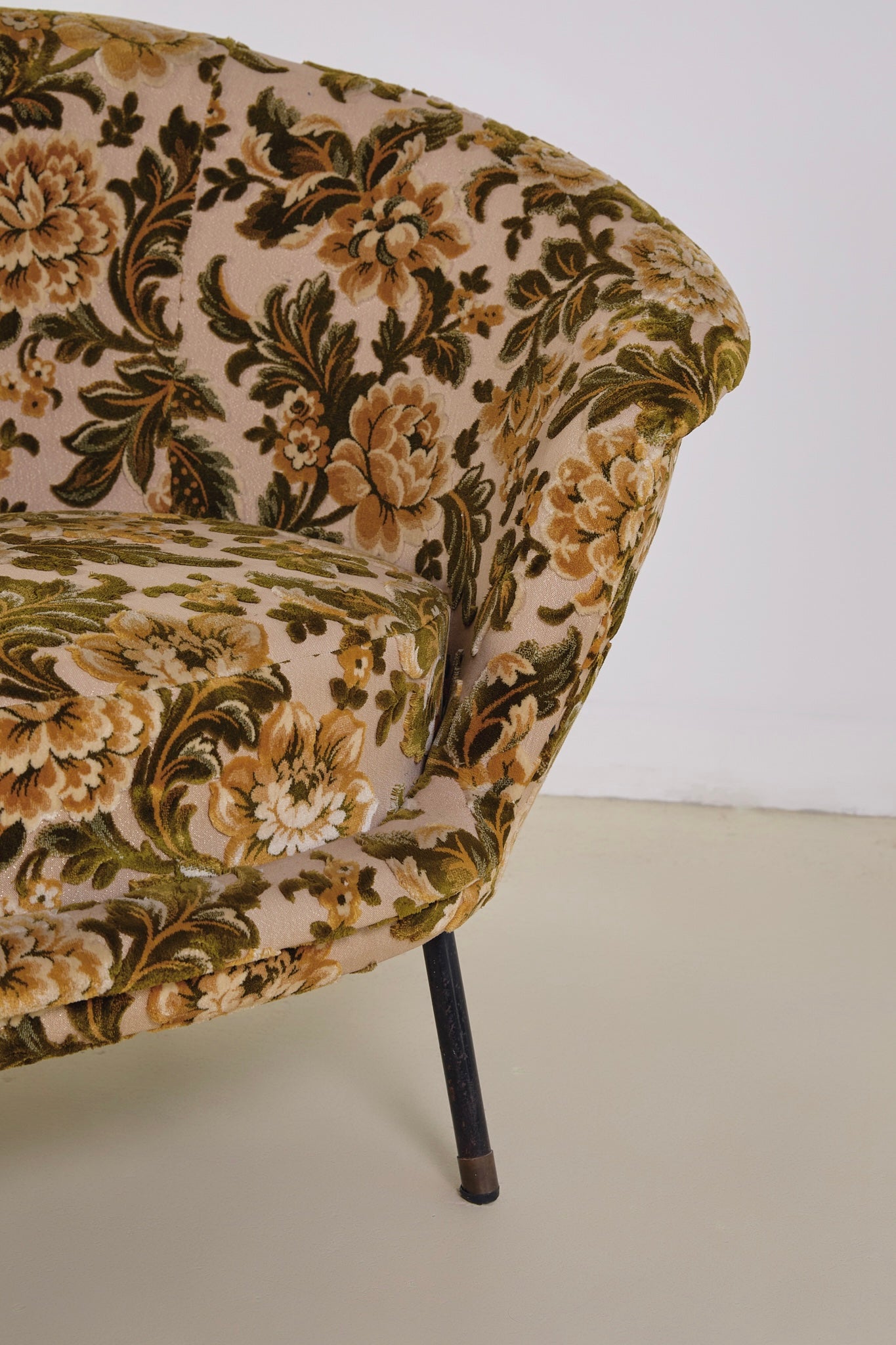 Italian Velvet Floral Sofa 1960s