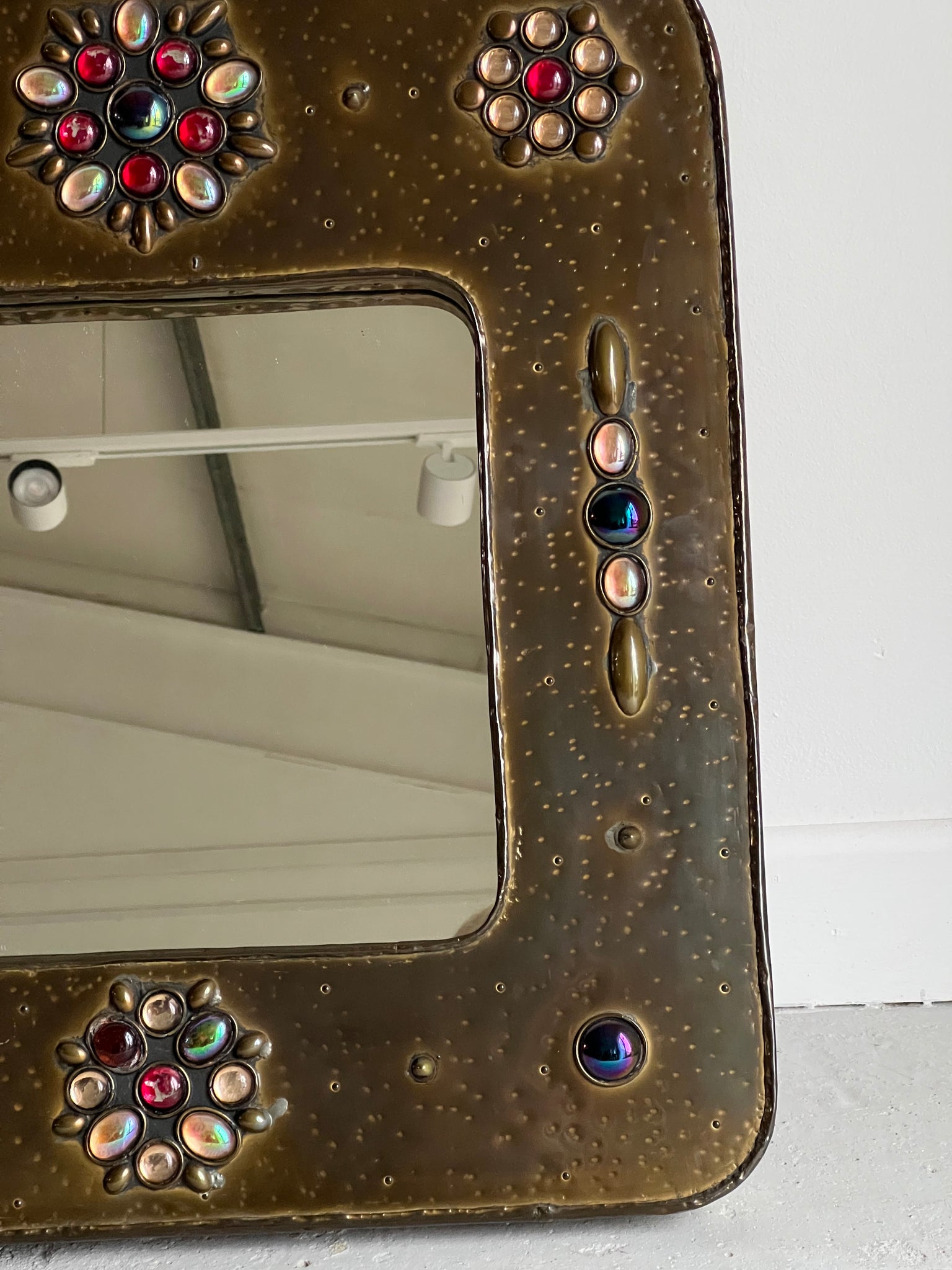 French 1970s Jewelled Wall Mirror