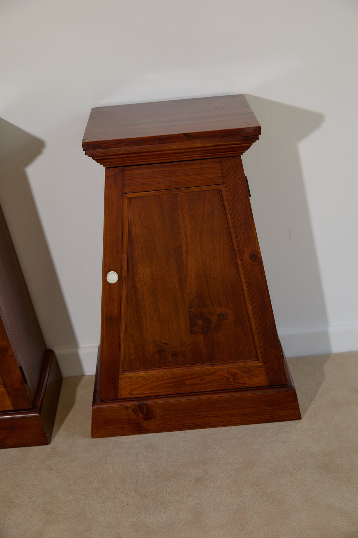 Pair of Vintage Tapered Wooden Pedestal Bedside Tables