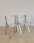 Pair of Lucite and Chrome Folding Chairs