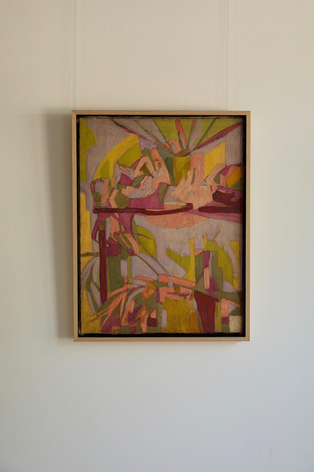 Mid-Century Abstract Expressionist Oil Painting – École de Paris, 1956