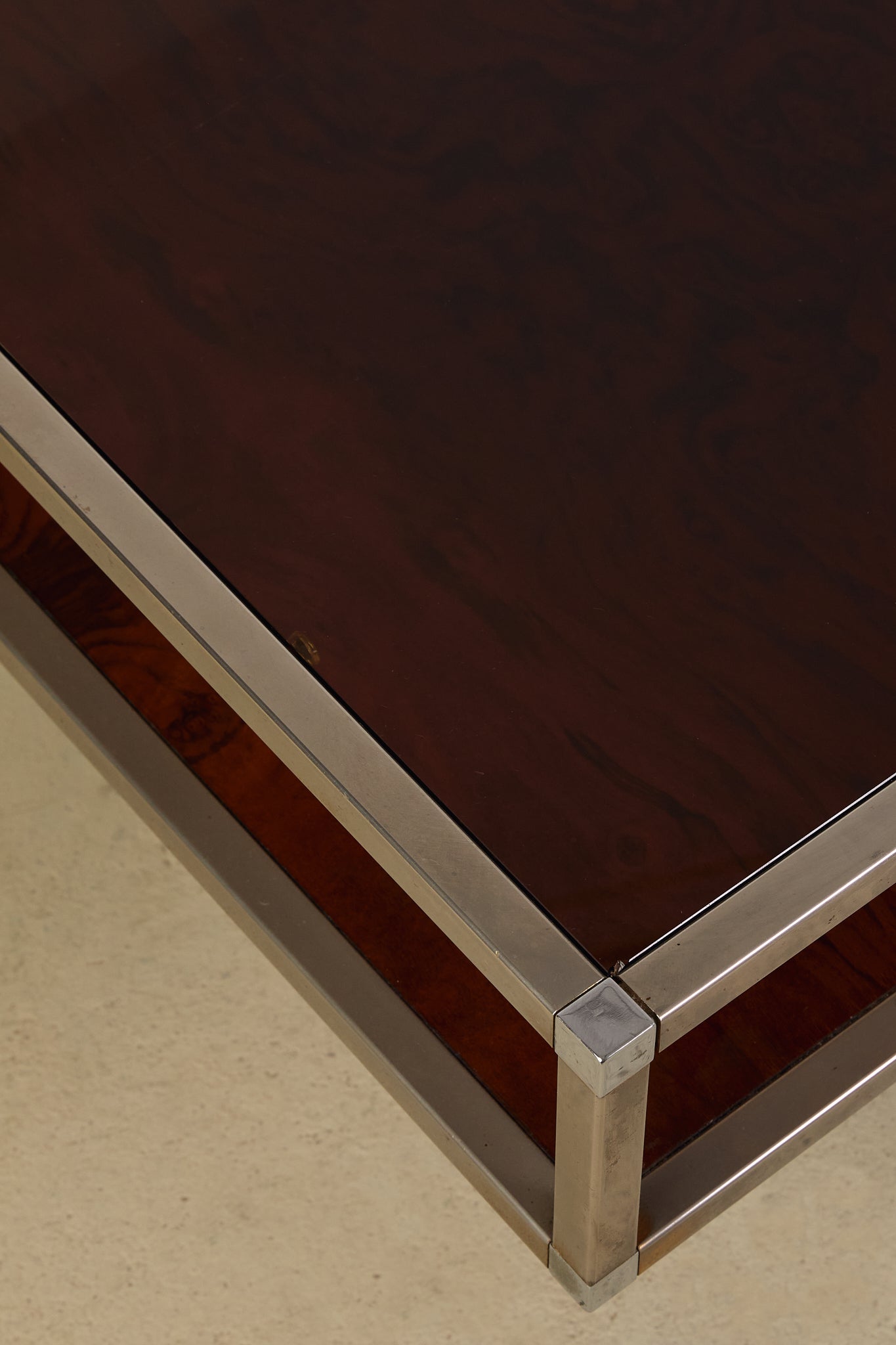 Burl and Chrome Coffee Table