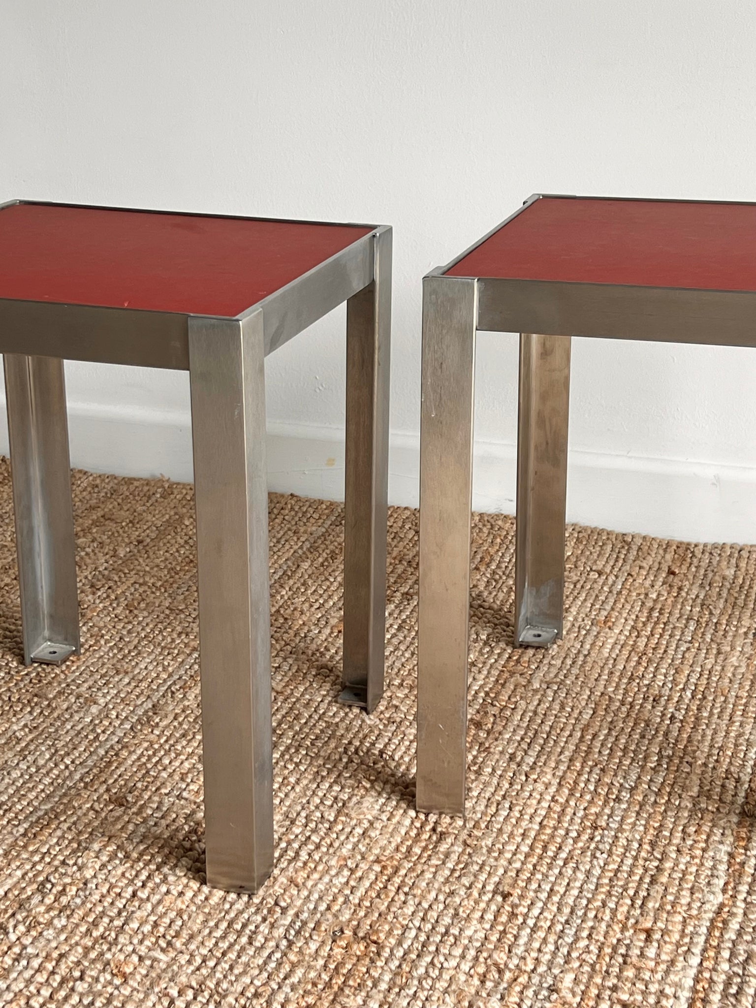 Formica and Brushed Steel Side Tables