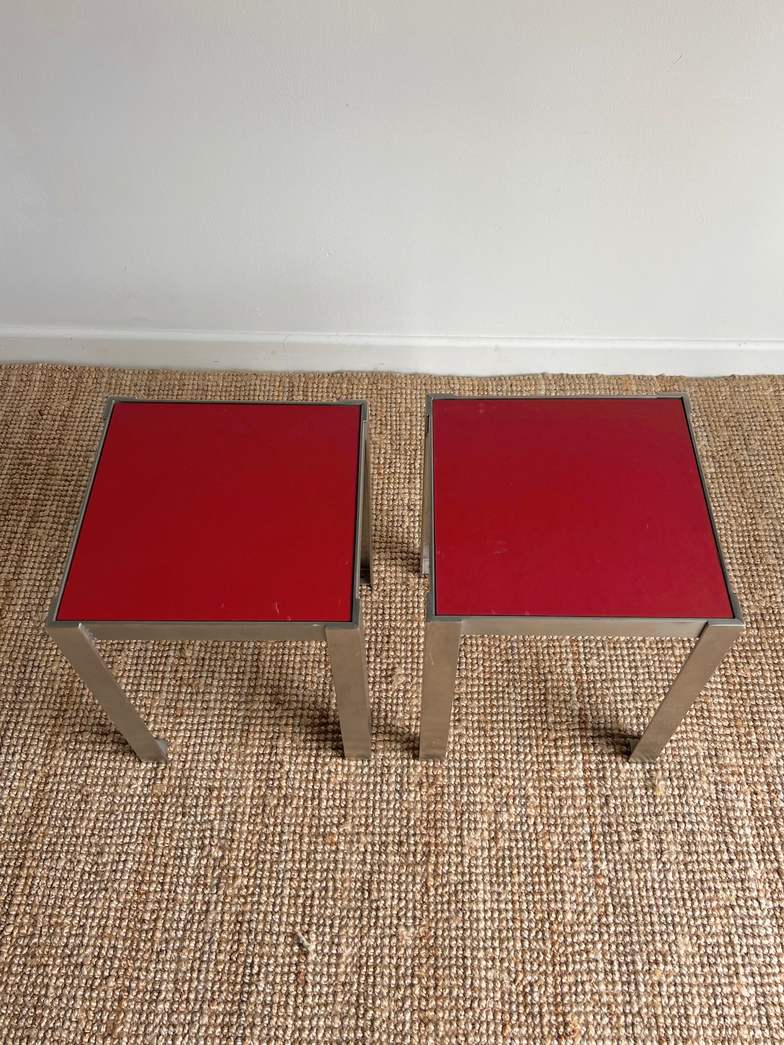 Formica and Brushed Steel Side Tables