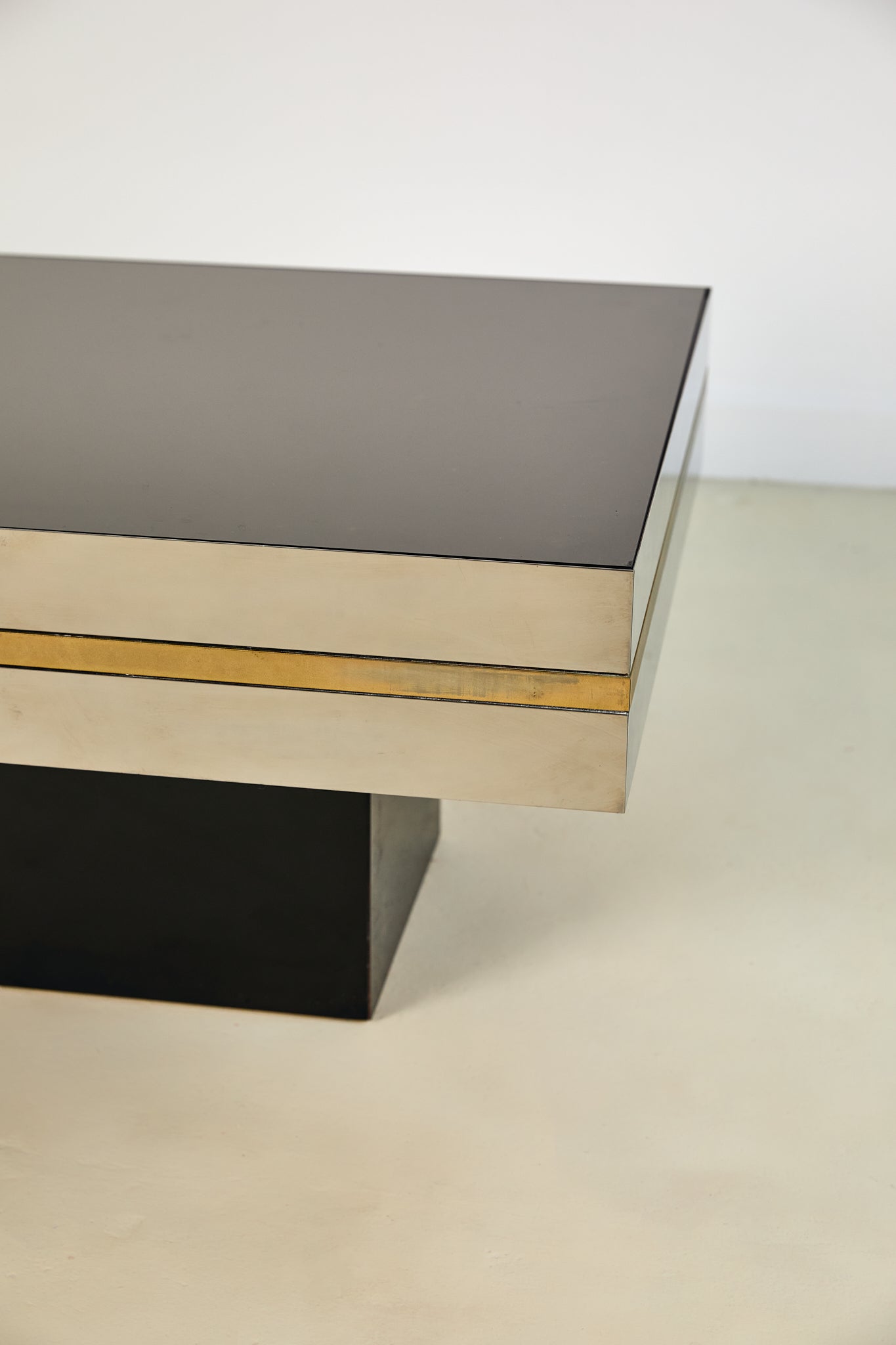 Willy Rizzo Style Chrome and Smoked Glass Lamp Table Pair