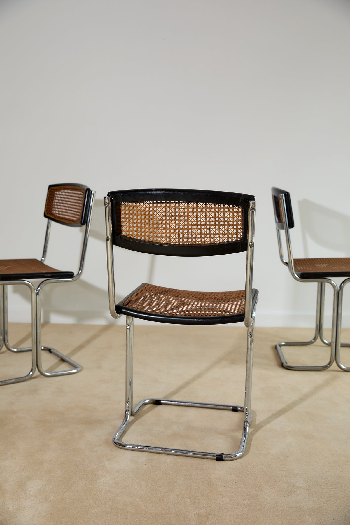 Mid-Century Modern Cesca-Style Cantilever Dining Chairs – Set of 4