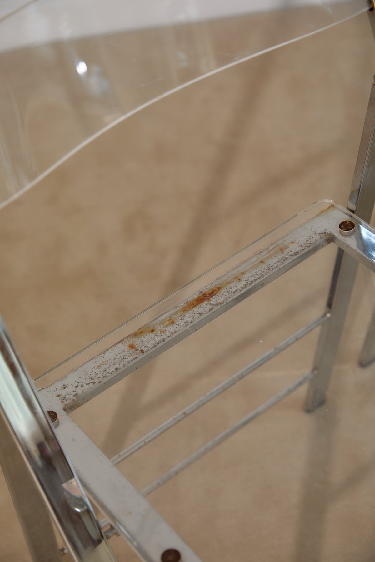 Pair of Lucite and Chrome Folding Chairs