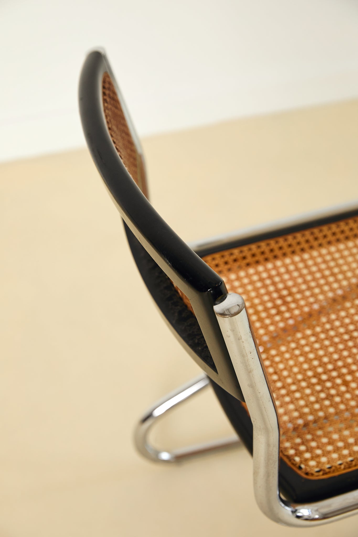 Mid Century Italian Chrome and Rattan Dining Chairs Set of X6