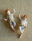 Vintage Italian Porcelain Wall Cherubs — Matching Pair