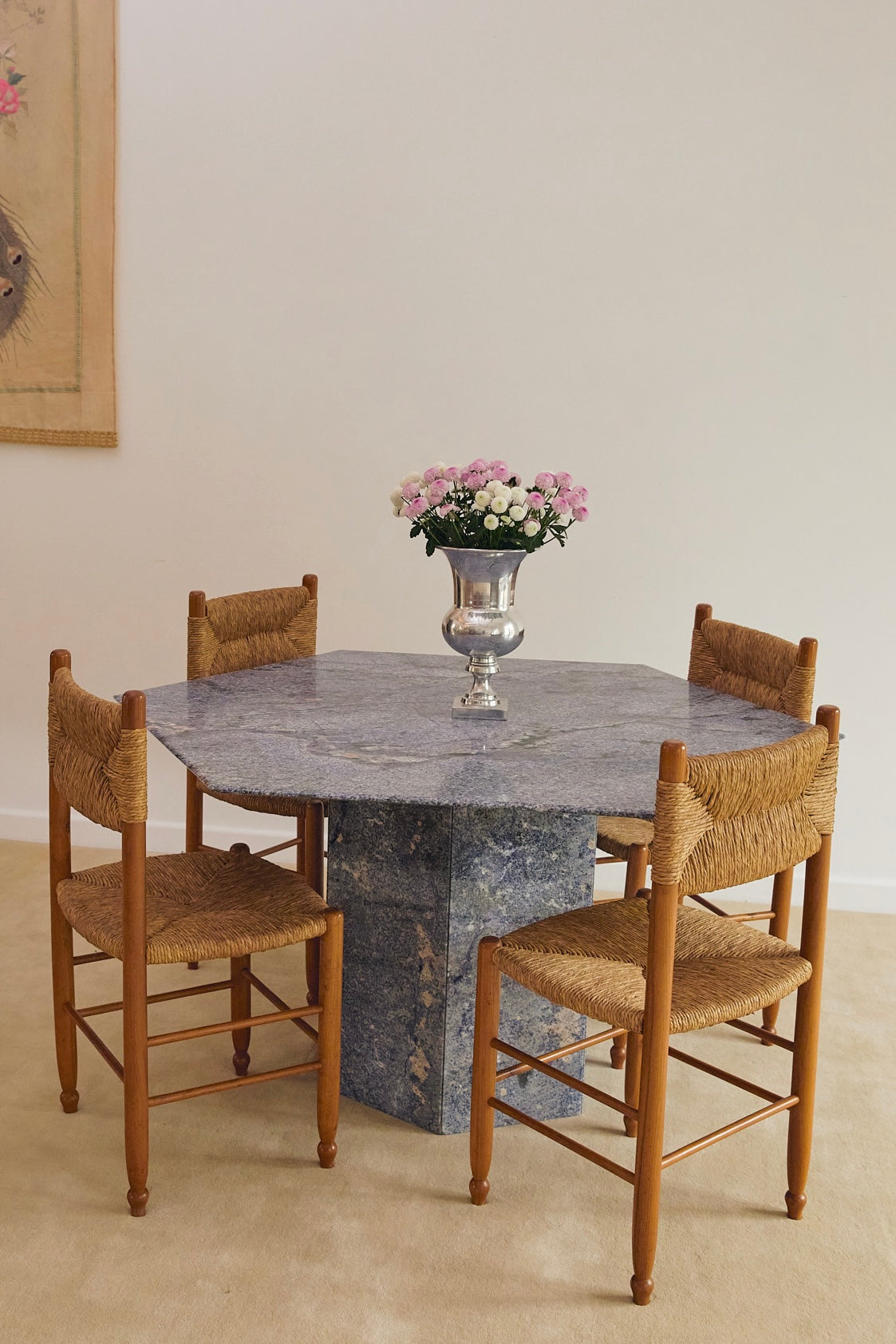 Blue 1980’s Hexagonal Granite Dining Table
