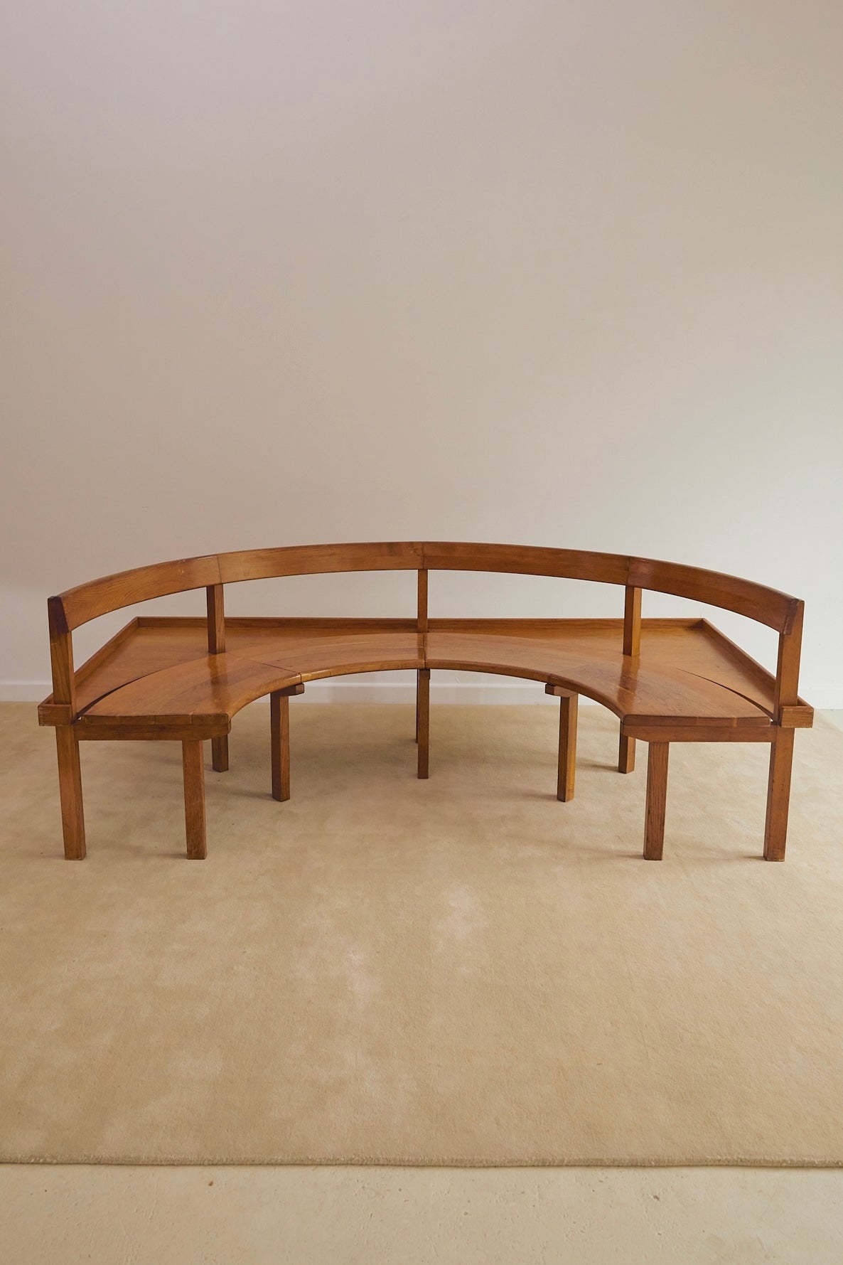 Italian Mid-Century Wooden Corner Banquette &amp; Bistro Dining Set