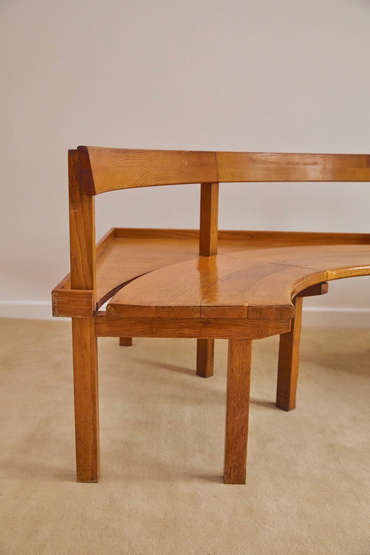 Italian Mid-Century Wooden Corner Banquette &amp; Bistro Dining Set