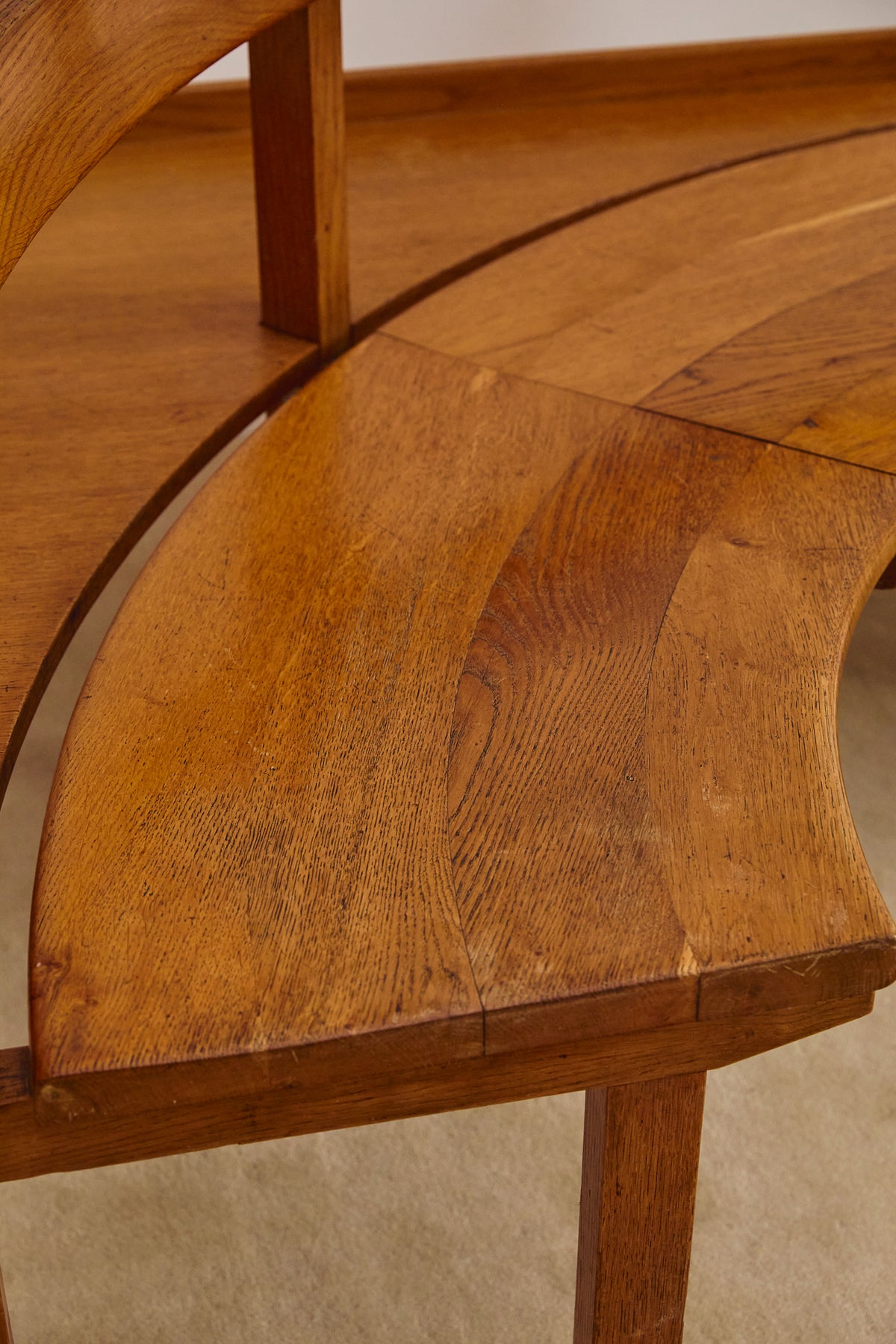 Italian Mid-Century Wooden Corner Banquette &amp; Bistro Dining Set