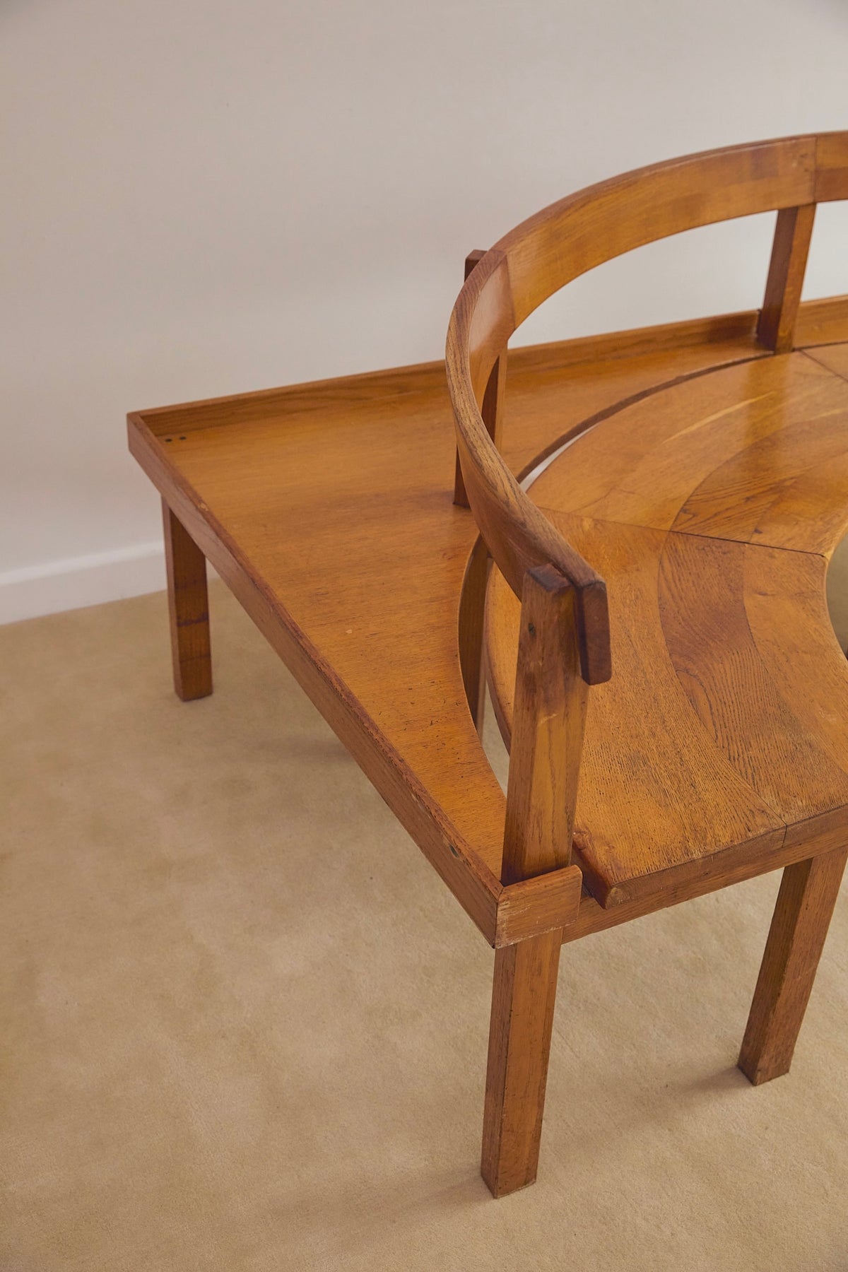 Italian Mid-Century Wooden Corner Banquette &amp; Bistro Dining Set