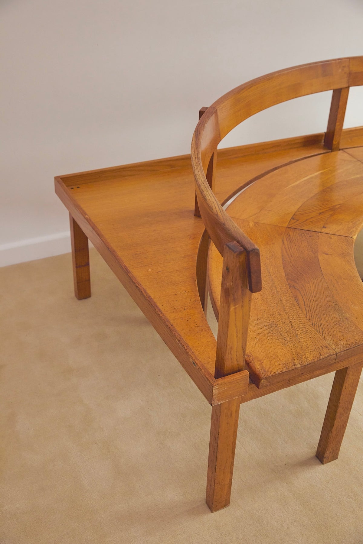 Italian Mid-Century Wooden Corner Banquette &amp; Bistro Dining Set