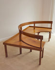 Italian Mid-Century Wooden Corner Banquette & Bistro Dining Set
