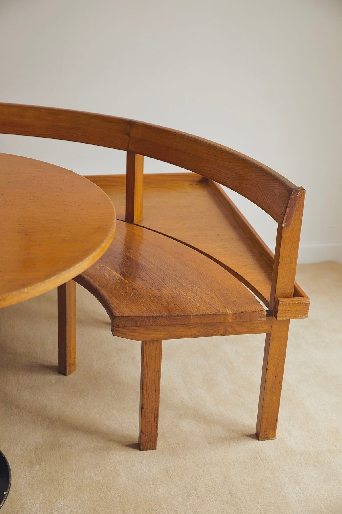 Italian Mid-Century Wooden Corner Banquette &amp; Bistro Dining Set
