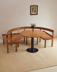 Italian Mid-Century Wooden Corner Banquette & Bistro Dining Set